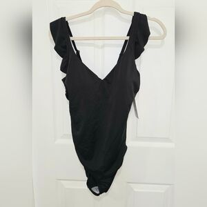 Womens Ladies Time and Tru Black 1 Piece Swimsuit Swimwear Size L (12-14) New